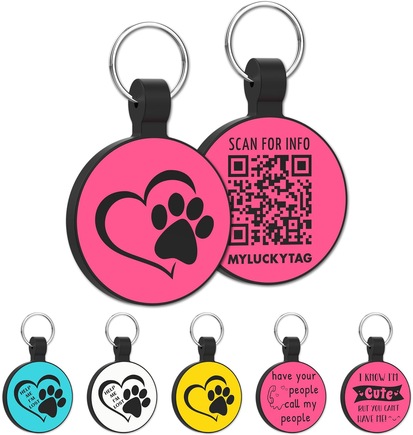 QR Code Silicone Pet ID Tag Dog/Cat Tag